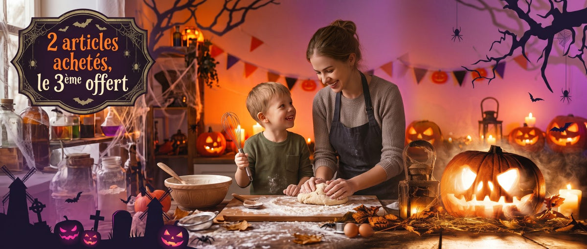 Sélection des meilleurs produits et accessoires de cuisine pour enfants à Halloween, pour organiser un atelier culinaire ludique et préparer des recettes créatives en famille.